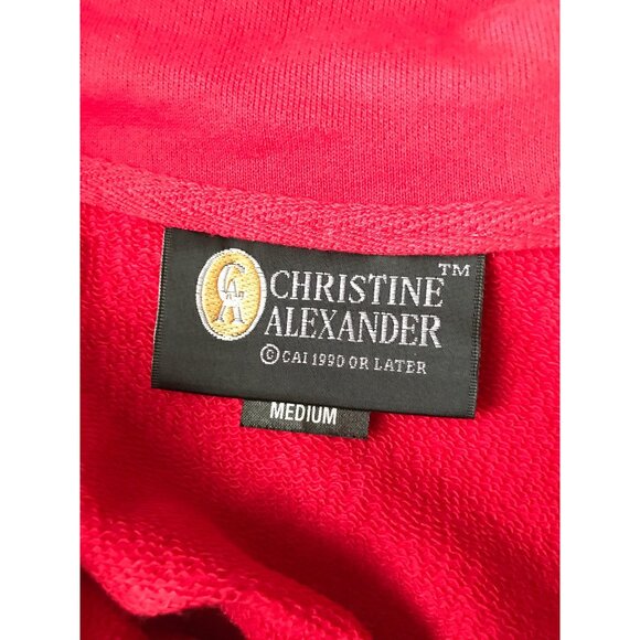 Christine Alexander MEDIUM RED SWAROVSKI Cotton Sweatshirt Pockets SPORT GYM DAN - Picture 7 of 8